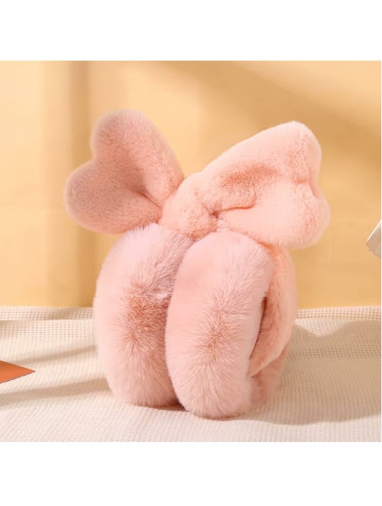 Solid Color Heart Plush Earmuff